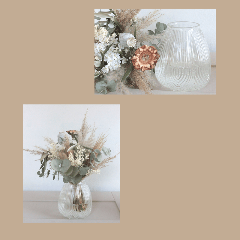Gerippte Vase bauchig "Cora"