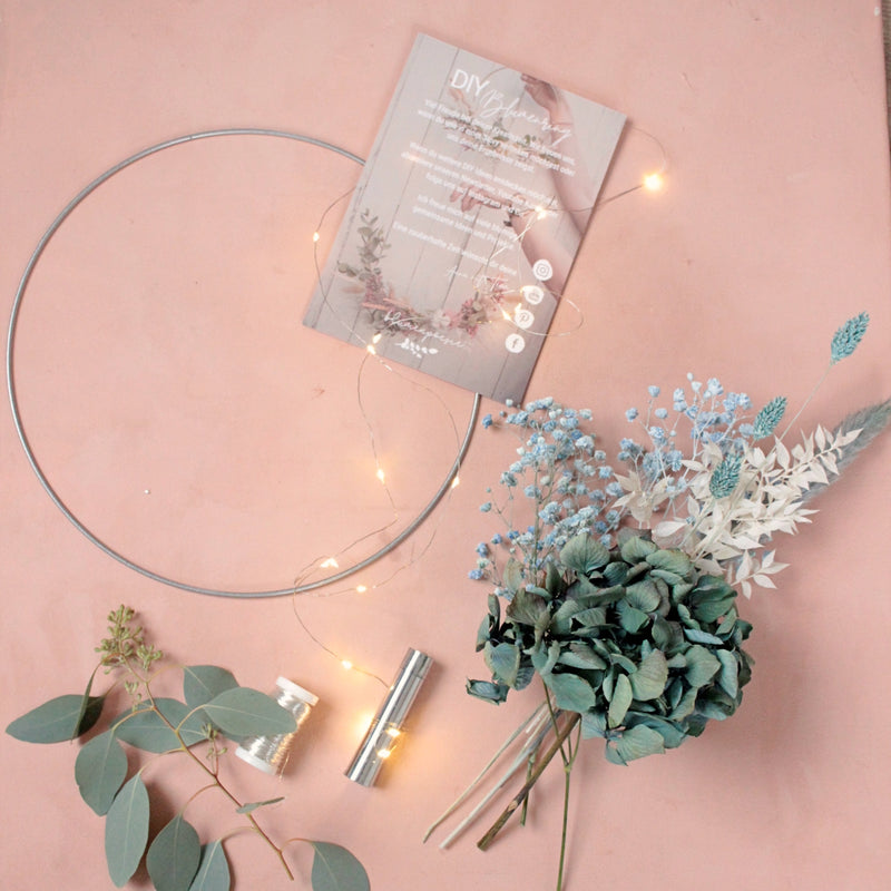 DIY Paket Blumenring mit Lichterkette